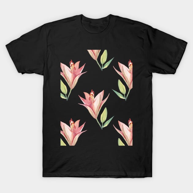 Watercolor Flower Repeated Pattern T-Shirt by MarjanShop